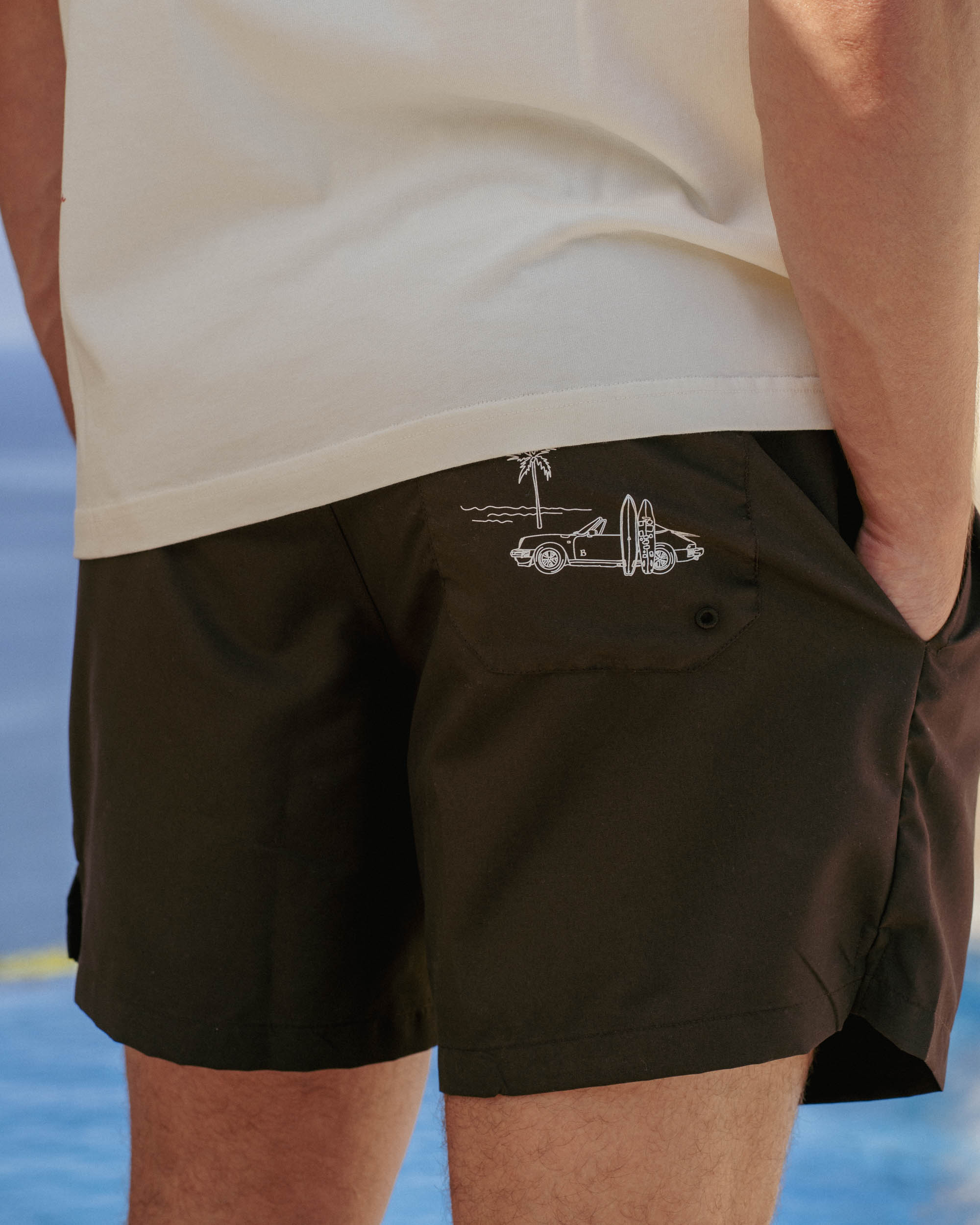 Brand Swim Shorts – Brown