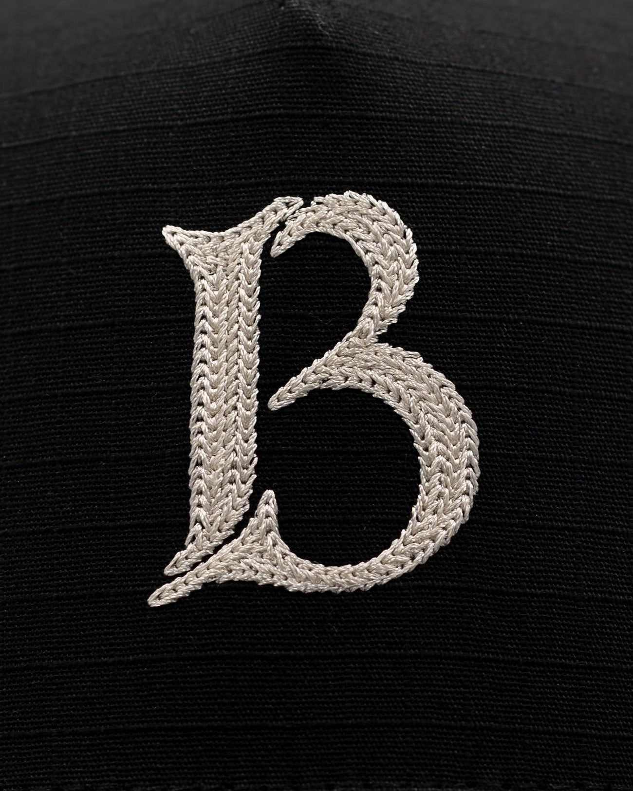 Black-Structured-Brand-Cap-Jay-Blanc Chainstitch Vintage embroidery