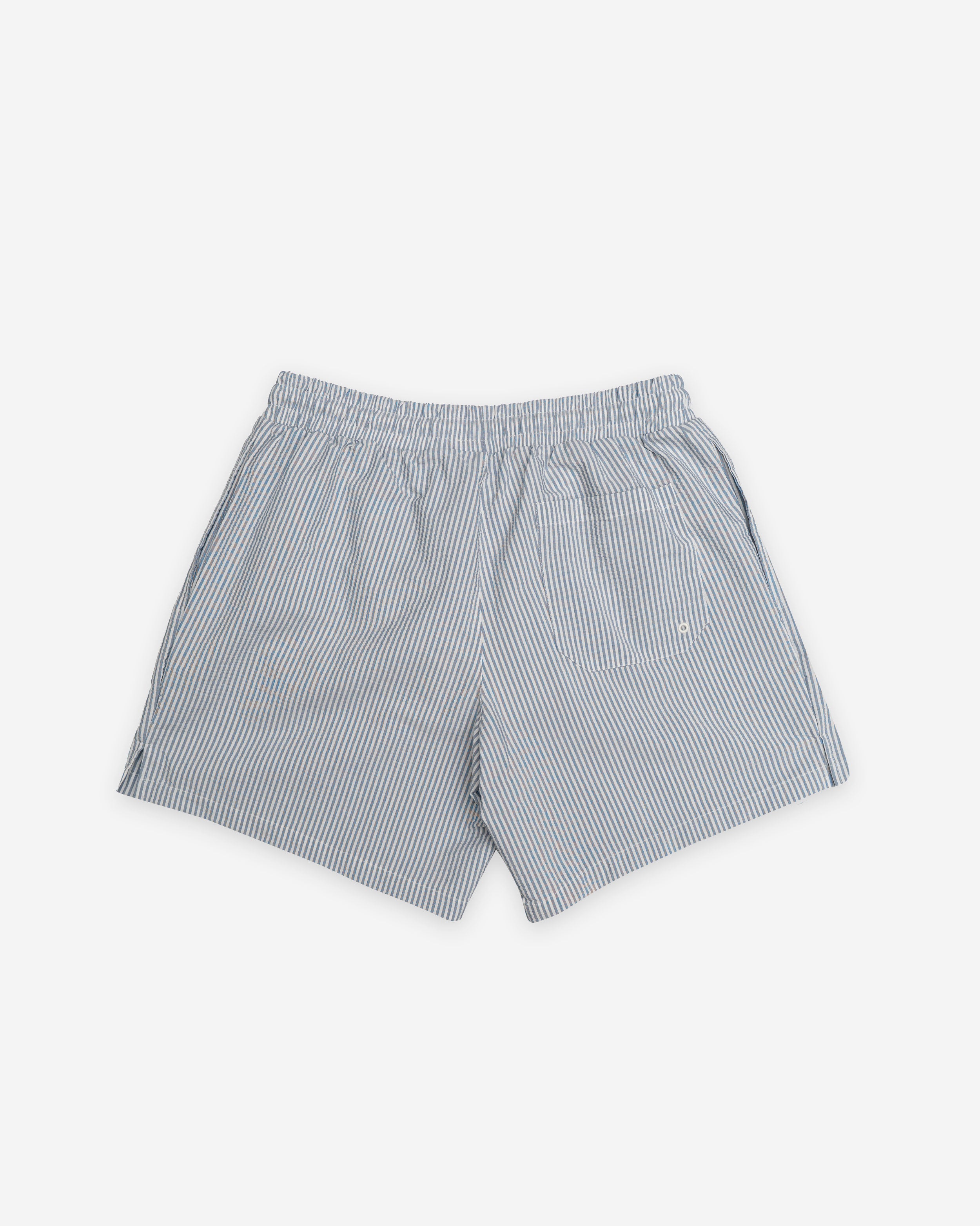 Brand Swim Shorts – Blue & White