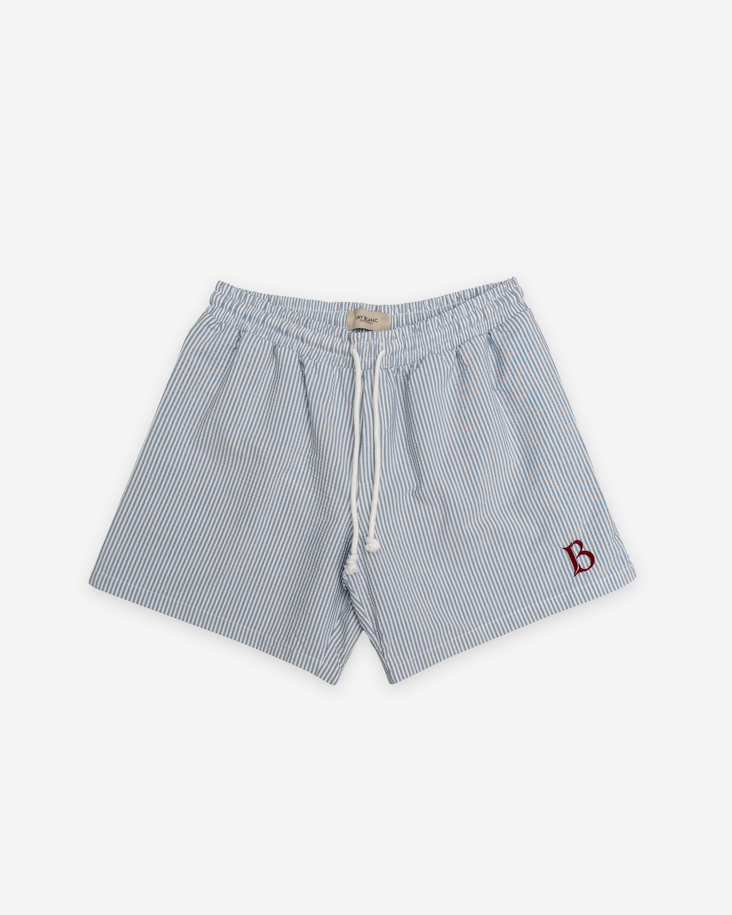 Brand Swim Shorts – Blue & White