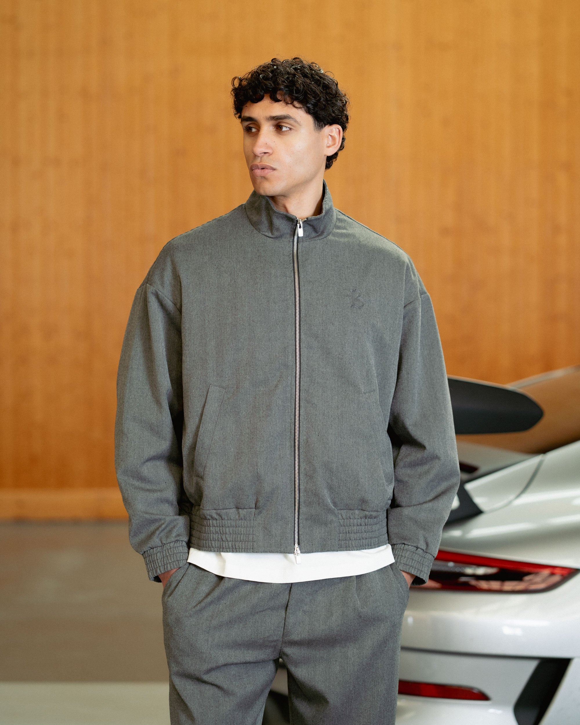 Brand Herringbone Track Jacket