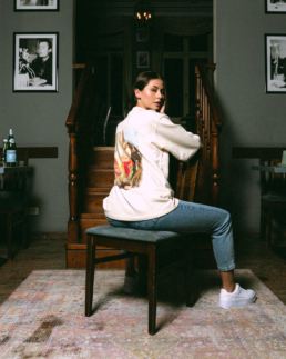 Jay Blanc La Divina Sweatshirt off white vintage print cotton
